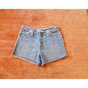 L.A. Blues Denim Shorts Size 10 Light Wash Frayed Trim Raw Hem Vintage